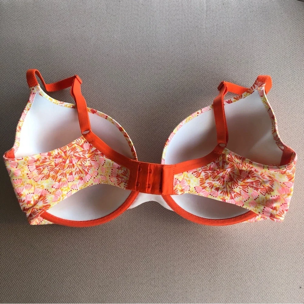 Victoria’s Secret Under Wire Lined Demi-bust Sequins‎ Orange Yellow Bra 34DD